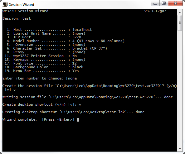 Configure 3270 Terminal Emulator