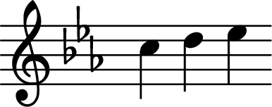 <<

\transpose c ees {  \relative c' { \key c \major \time 4/4 \omit Staff.TimeSignature a' b c }  }
>>