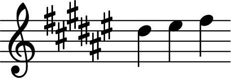 <<

\transpose c fis {  \relative c' { \key c \major \time 4/4 \omit Staff.TimeSignature a' b c }  }
>>