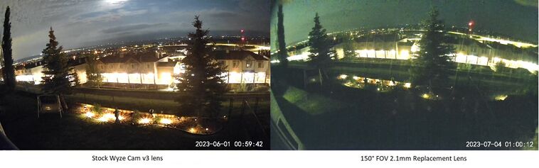 Wyze Cam v3 Lens Comparison at night