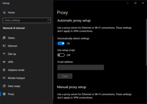 Windows 10 Automatic Proxy Setup